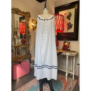 vintage 1980s white cotton sailor nightgown eileen west granny 80s fashion pjs L